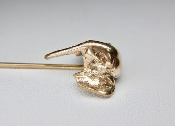 Edwardian Elephant Stick Pin, Rosy Gold Filled, H… - image 6