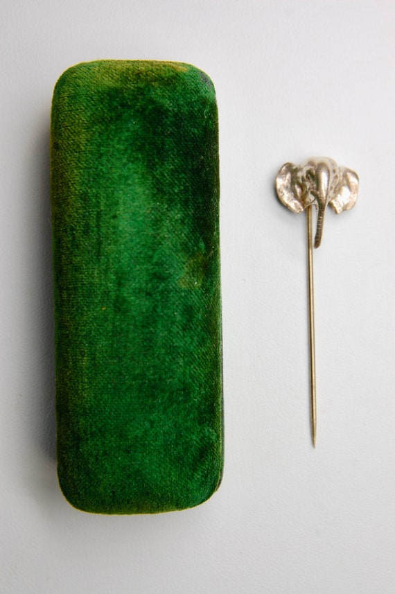 Edwardian Elephant Stick Pin, Rosy Gold Filled, H… - image 2