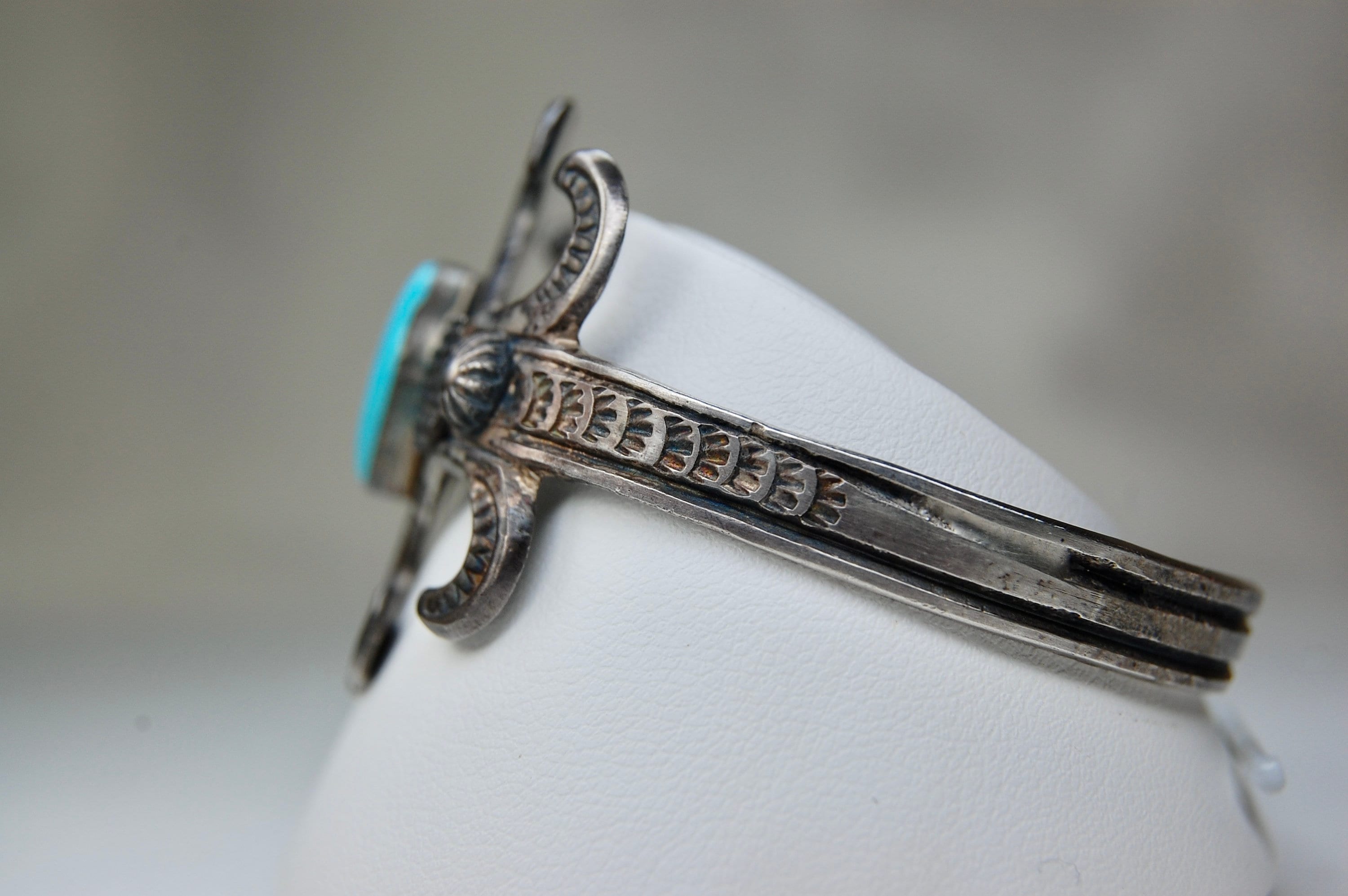 Vintage Navajo Turquoise Sterling Silver Cuff Bracelet, Henry