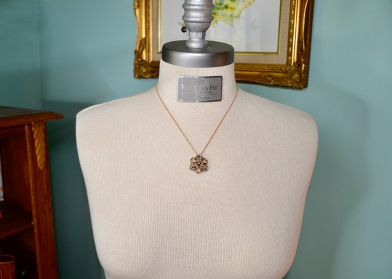 14k Art Nouveau Seed Pearl Pendant Brooch in 14k … - image 2