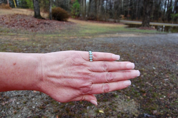 Edwardian Era 10k Opal Carved Half Hoop Ring, Cab… - image 2