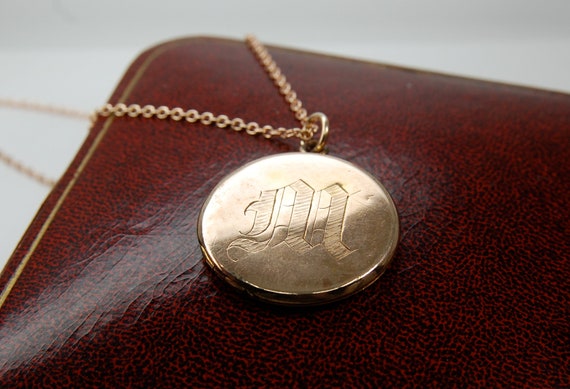 Antique Round Polished Rosy Gold Locket, 1/4 Gold