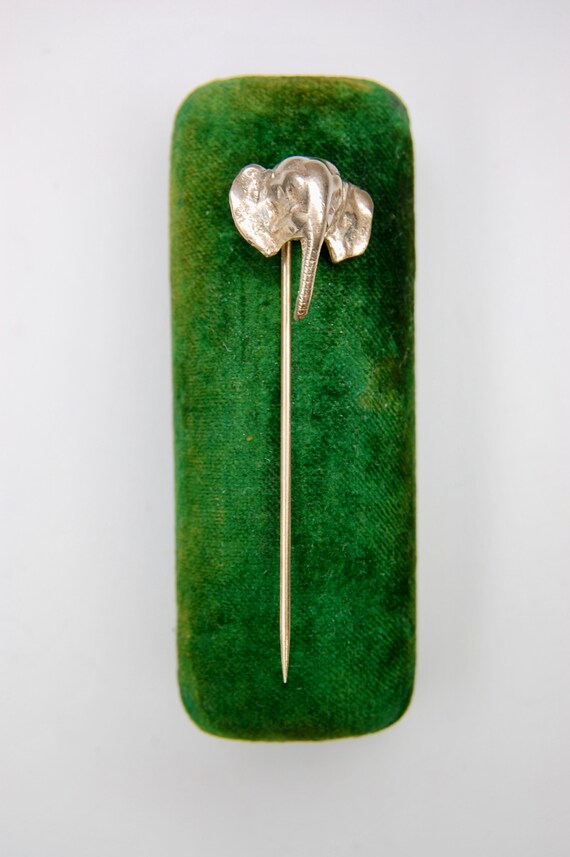 Edwardian Elephant Stick Pin, Rosy Gold Filled, H… - image 3
