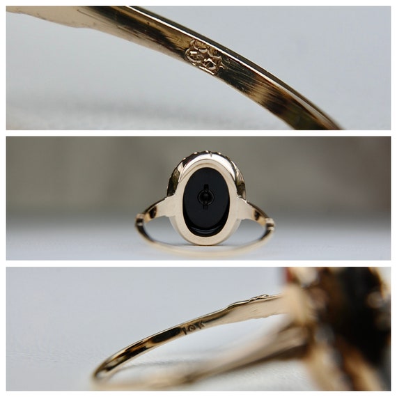 10k Clover Onyx Signet Ring, Luck, Seed Pearls, L… - image 10