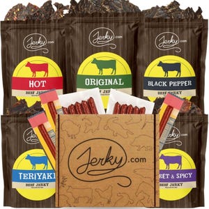 21 pc. Beef Jerky Variety Pack - Meat Stick Gift Box - 5 Flavors of Beef Jerky, 13 Snack Sticks, 3 Cheese Sticks - Valentine's Gifts for Men