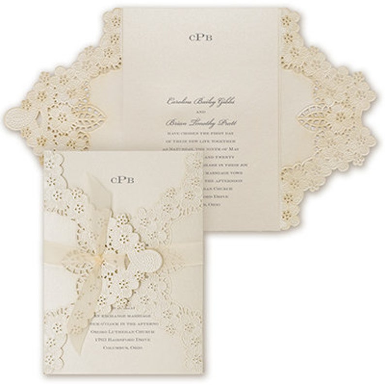 Elegant Floral Shimmer Laser Cut Wedding Invitation
