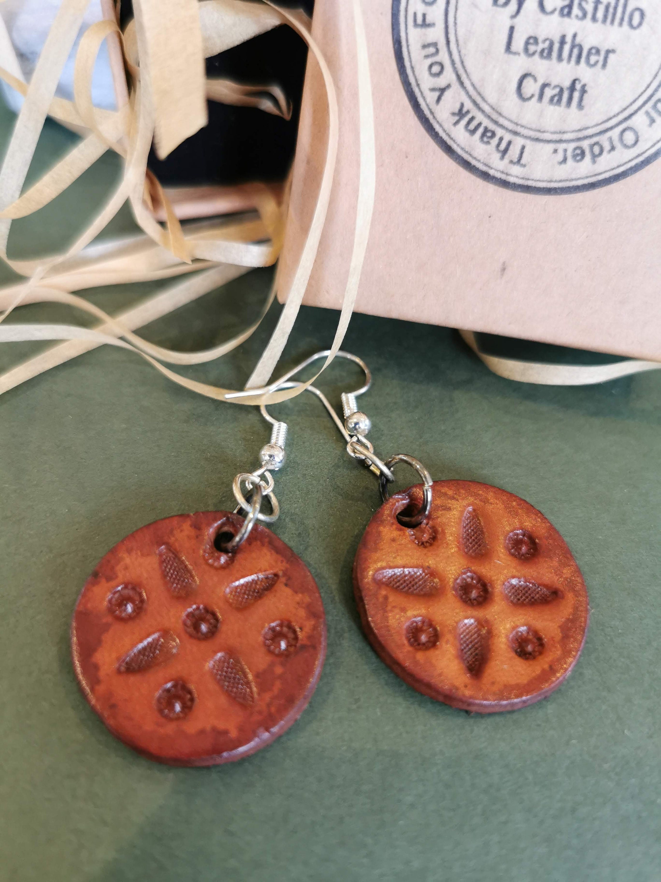 Handmade leather earrings bespoke leather earrings artisan Etsy