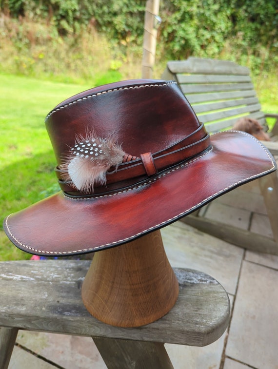 Bespoke Leather Bushman's Hat, Leather Hat, Bushman's Leather Hat,artisan  Leather Hats , Country Hats, Equestrian Hats, Handmade Leather Hat 