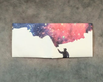 Tyvek Wallet: Galaxy Painting , Ultra Thin Front Pocket Mighty Wallet