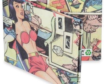 Comic book wallet, paper wallet, Thin Mens Wallet, Vegan, tyvek wallet, mighty wallet