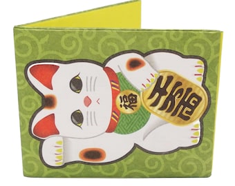 Lucky Cat Mighty Wallet – Maneki Neko Wallet, Japanese Cat Wallet, Good Luck Gift, Lightweight Tyvek Wallet, Cute Cat Lover Gift