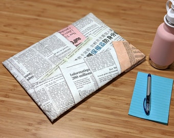 Tyvek Laptop Sleeve: Newspaper Print - Waterproof Travel Case