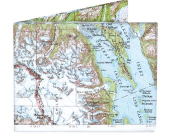 Alaskan Glacial Map Wallet - Tyvek Origami Thin Wallet