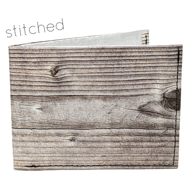 BILLFOLD Stitched Tyvek, Wood grain printed Tyvek Wallet image 1