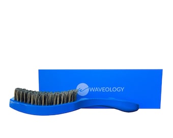 360 Wave Brush- Blue Rectangular Curved with Handle - (Medium Soft Bristles)