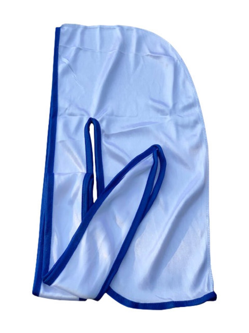 Silky/Satin Durags 360 Waves Color Options White/Blue