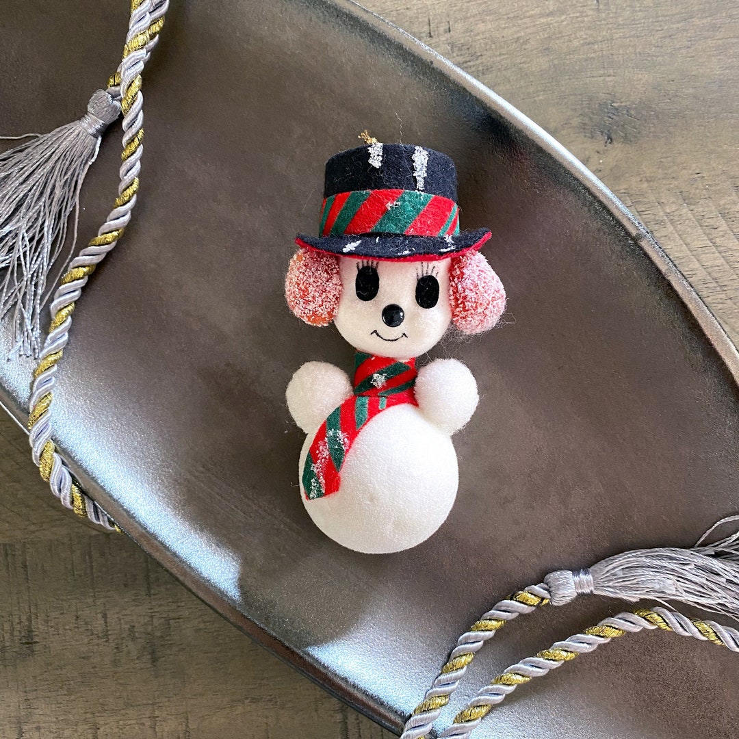 Vintage Flocked Snowman Christmas Tree Ornament Styrofoam Etsy