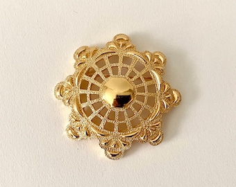 Vintage Christian Dior Brooch: Nautical Compass Steering Wheel, Gold Plated