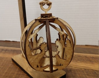 Nativity scene ball ornament laser cut