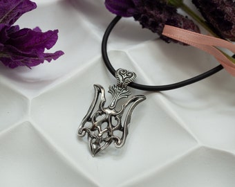 Ukrainian Trident  "Skull"  Pendant for Men. Sterling silver Tryzub Pendant.