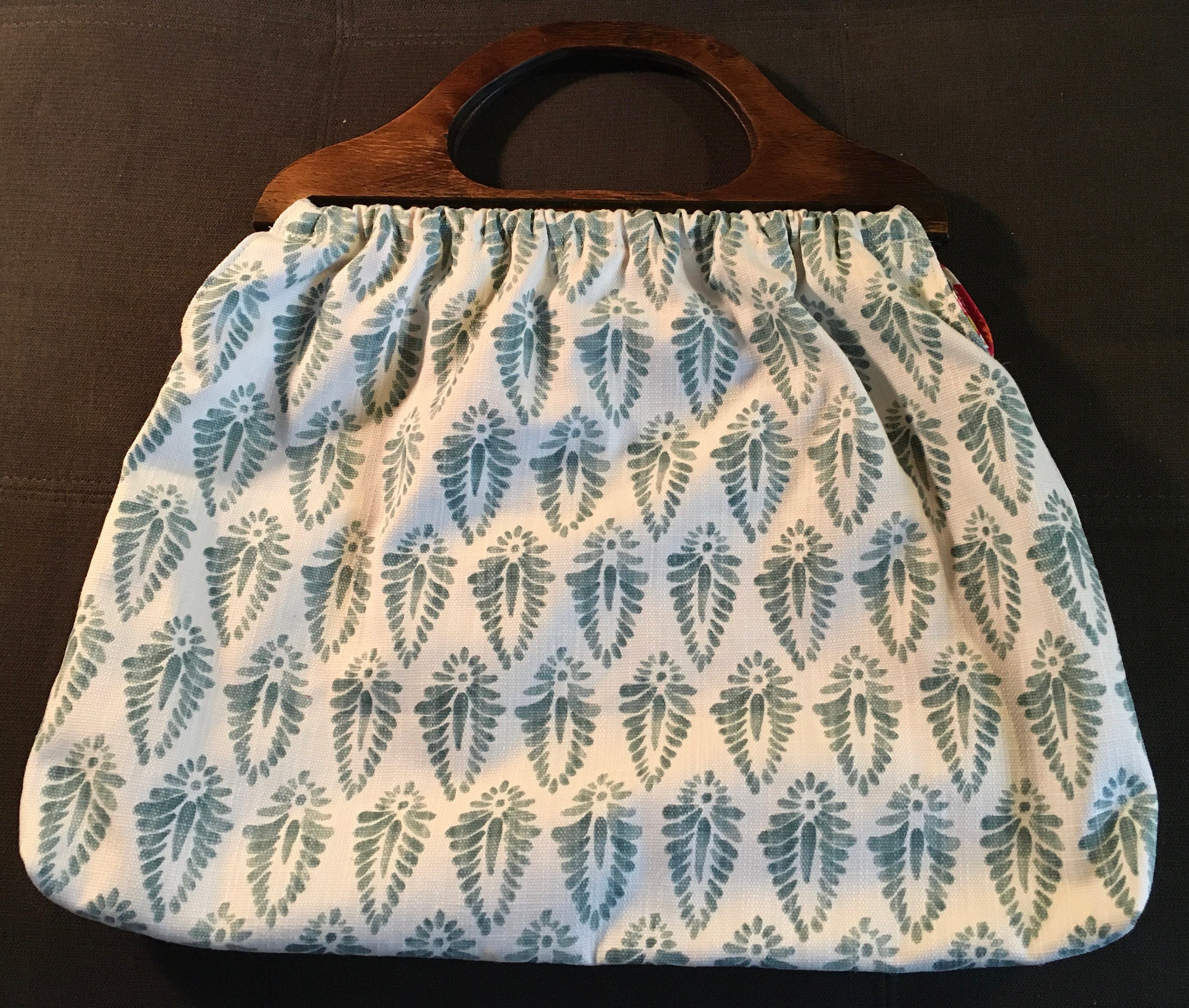 Vintage Style Knitting Bag With Premium Upholstery Fabric Etsy