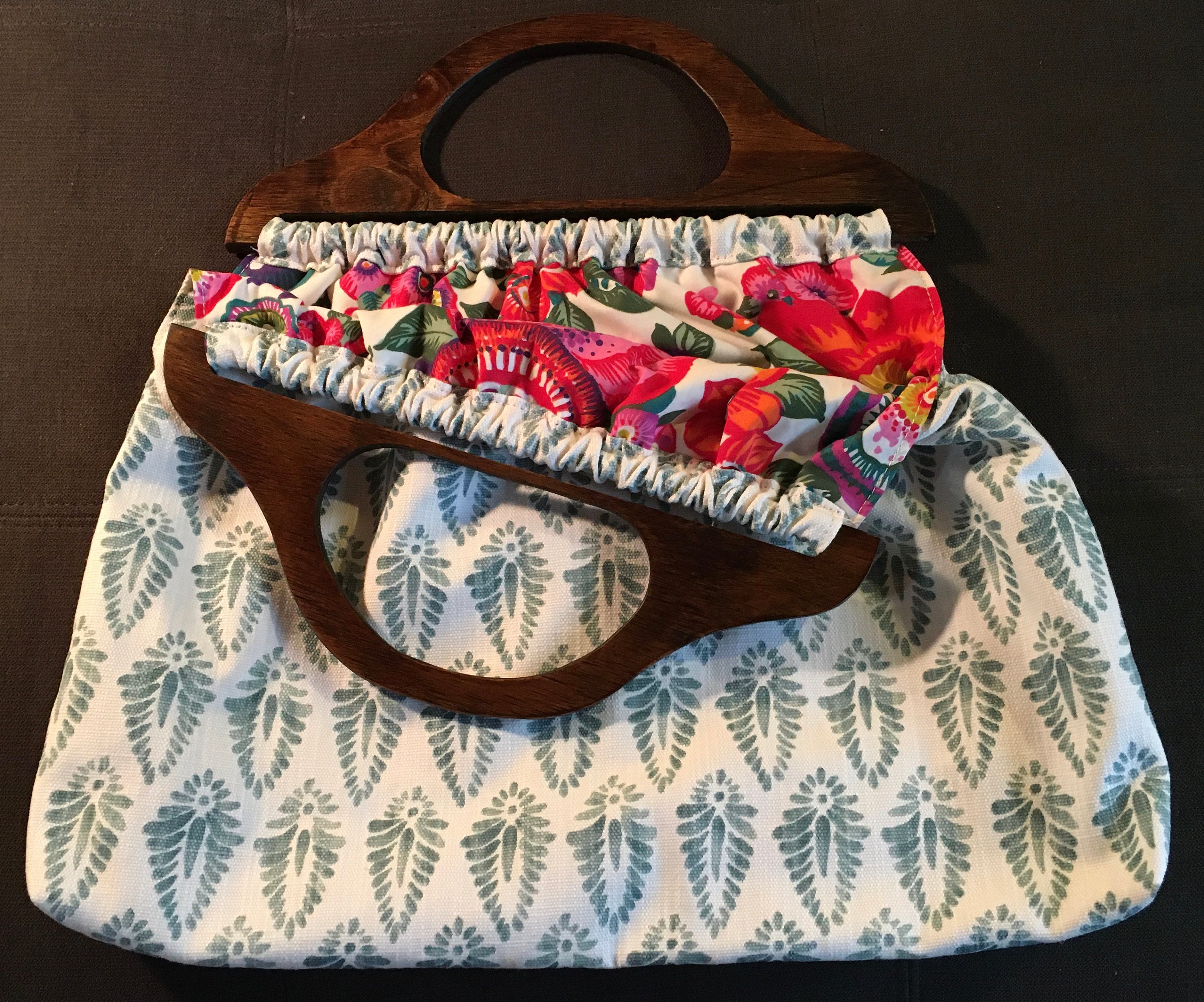 Vintage Style Knitting Bag With Premium Upholstery Fabric Etsy