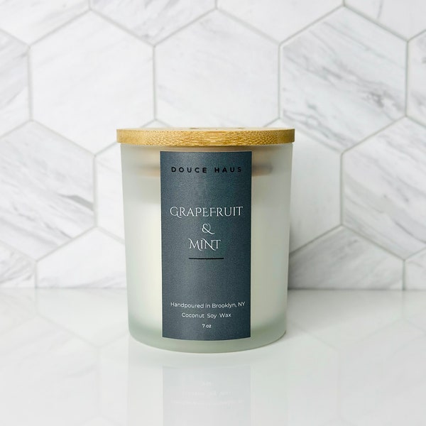Grapefruit & Mint 7oz Candle | Aromatherapy |  100% Coconut Soy Candle| Douce Haus
