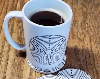 Labyrinth Ceramic Coasters: Greek Myth Design