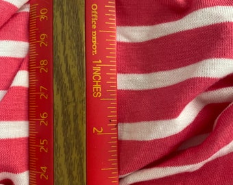 Coral Pink Striped Rayon Spandex Fabric, 4-Way Stretch - 1 Yard