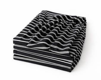 Striped fabric cotton spandex blend knit stretchy white and black one yard