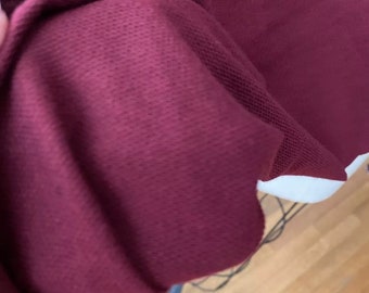 Burgundy Red French Terry Knit Fabric - Soft Rayon Blend, 1 Yard
