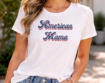 American Mama T-Shirt Womens Graphic Tee Mother’s Day Gift New Size Large