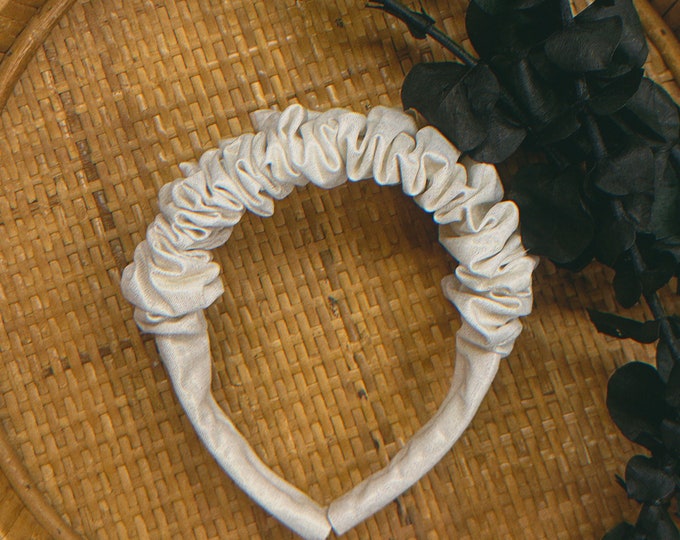 white shimmer scrunchie headband