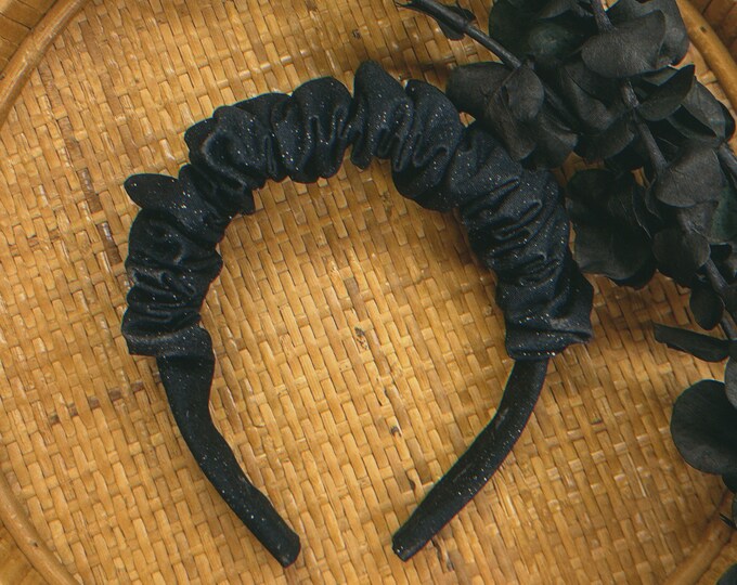 solid black glitter scrunchie headband