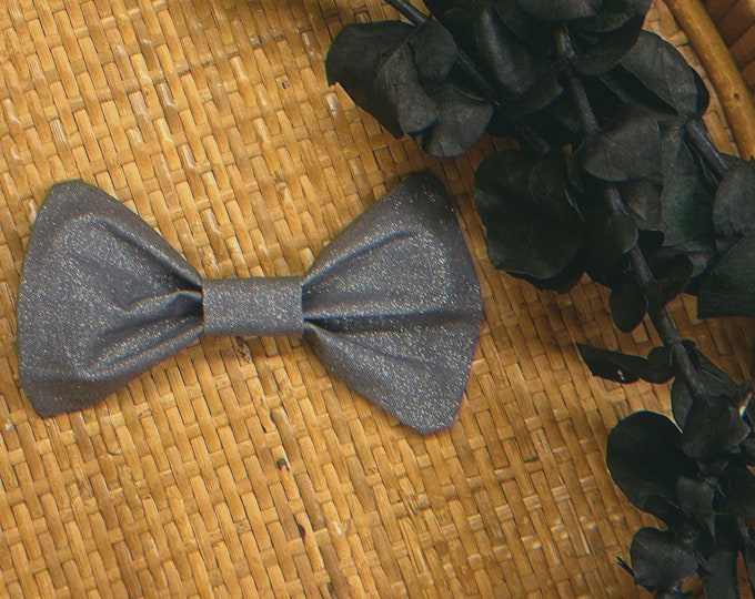 solid grey glitter hair bow clip