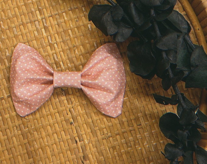 blush pink and white polka dot hair bow clip