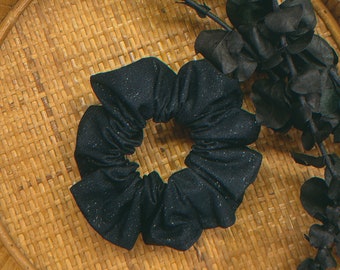 solid black glitter regular scrunchie