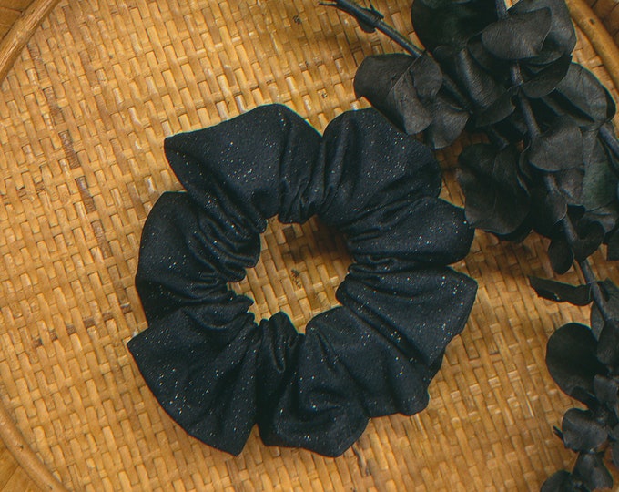 solid black glitter regular scrunchie