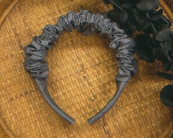 solid grey glitter scrunchie headband