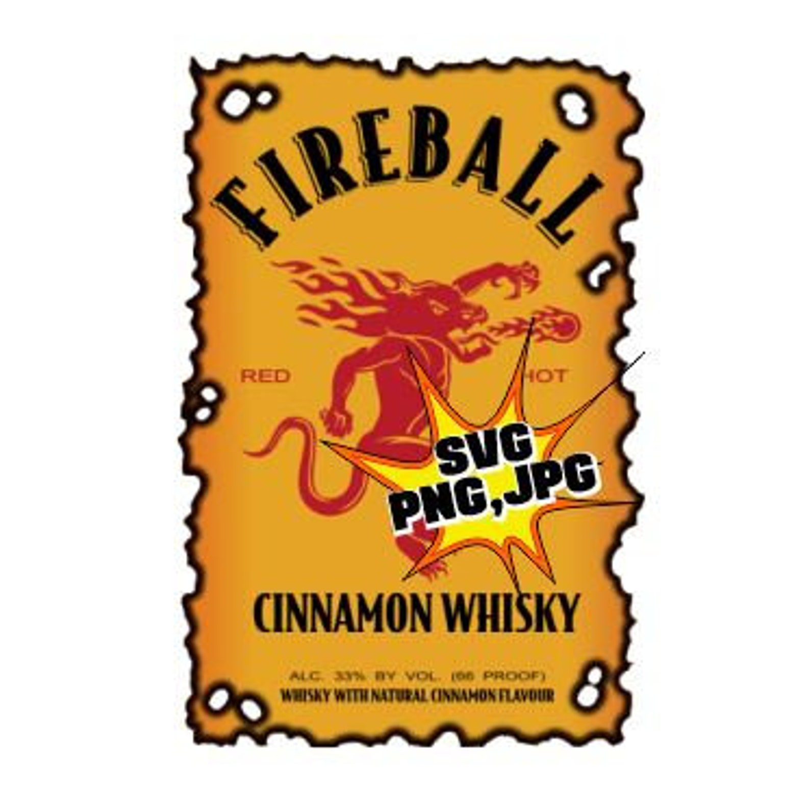Fireball Cinnamon Whisky digital label download it now Etsy