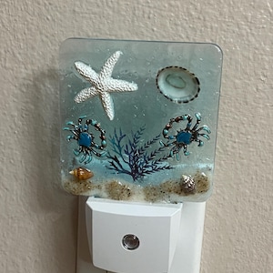 Coastal seashell night light Costal beach nightlight crabs , starfish , tropical