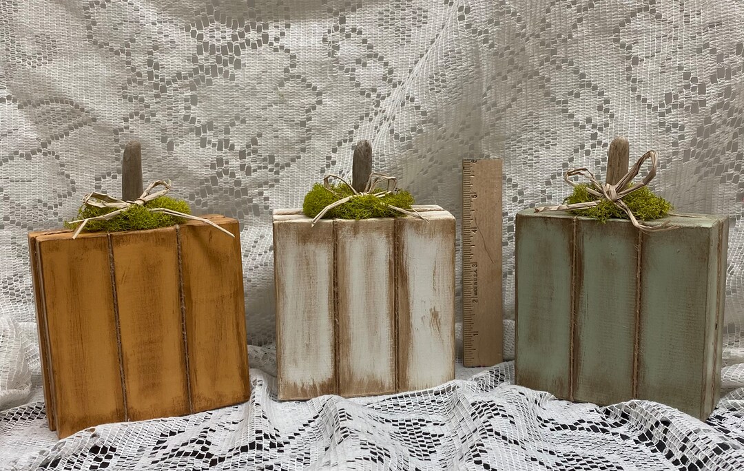Set of Three Fall Pumpkins, Halloween Thanksgiving Rustic Decor - Etsy