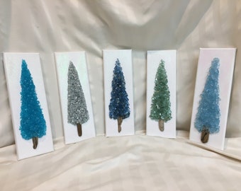 Crushed Glass Christmas tree with driftwood 5 colors to choose from
