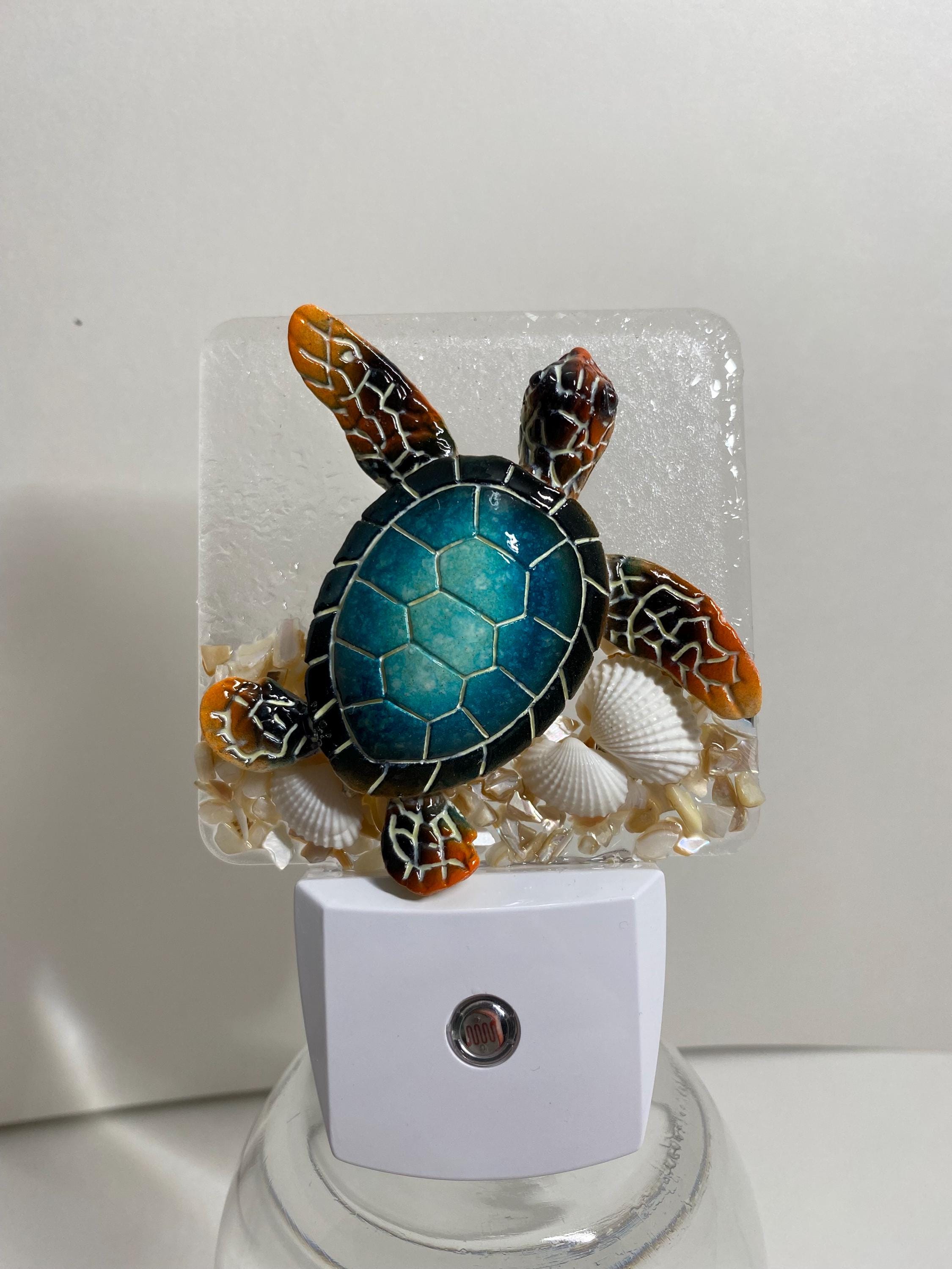 Turtle Shell Light Coastal Sea Turtle Night Light. With Crushed Shells. - Etsy