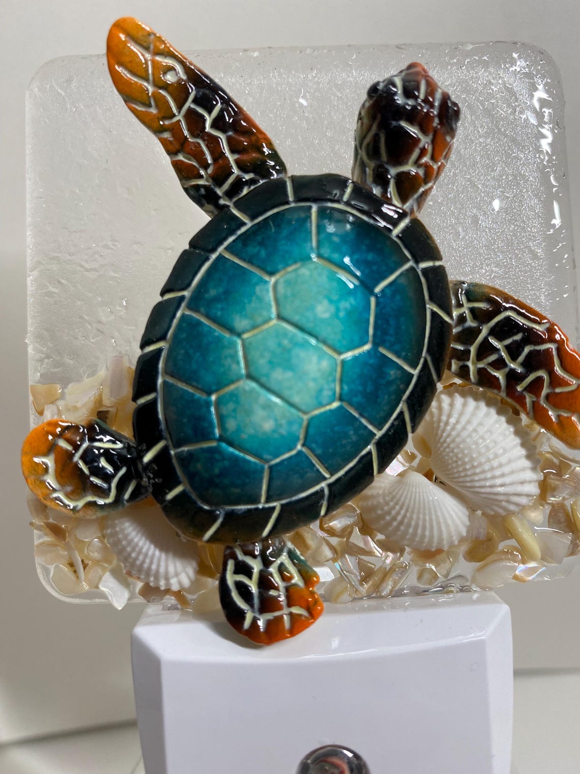Turtle Shell Light Coastal Sea Turtle Night Light. With Crushed Shells. - Etsy