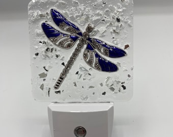 Dragonfly night light insect nightlight royal blue wings