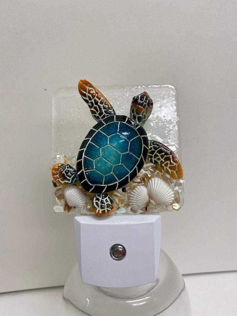 Turtle Light Up Shell Coastal Sea Turtle Night Light. With Crushed Shells. - Etsy