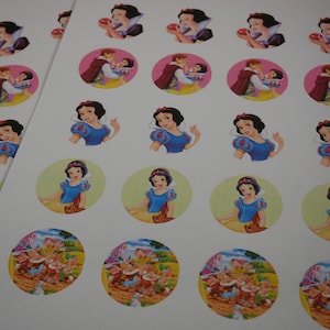 Instant download, Snow White circle images, bottlecap, cupcake topper, Snow White and the Seven Dwarfs