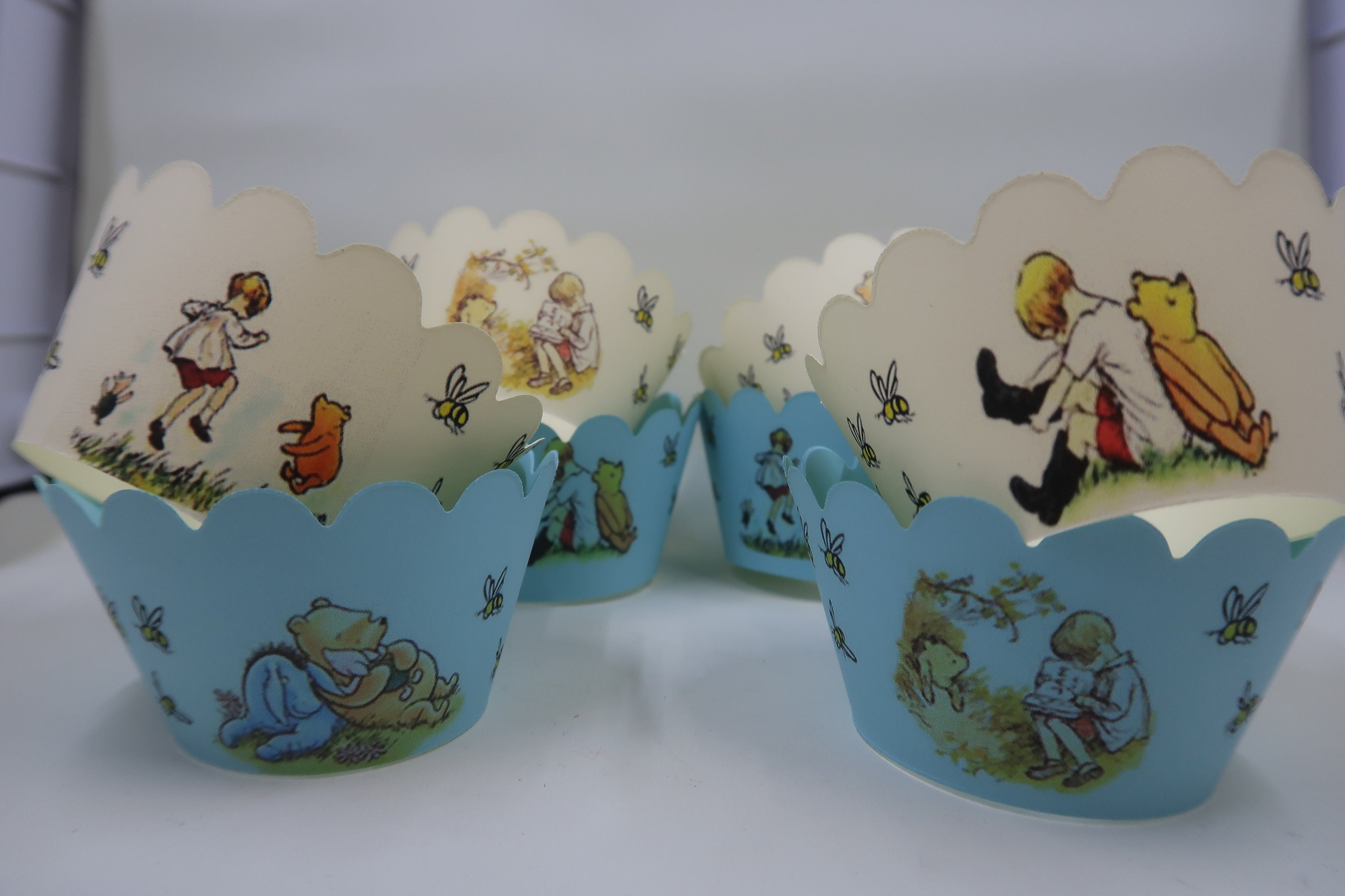 READY to Ship 16 pc Classic Winnie The Pooh cupcake wrappers Winnie the Pooh party Winnie the Pooh birthday Sales ready to