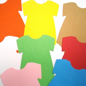 Baby Bodysuit Die Cuts, Onesie die cuts, Baby Shower Decoration, DIY onesie Tags, Confetti, Solid Colors Onesie tags, Baby Onesie Die Cuts